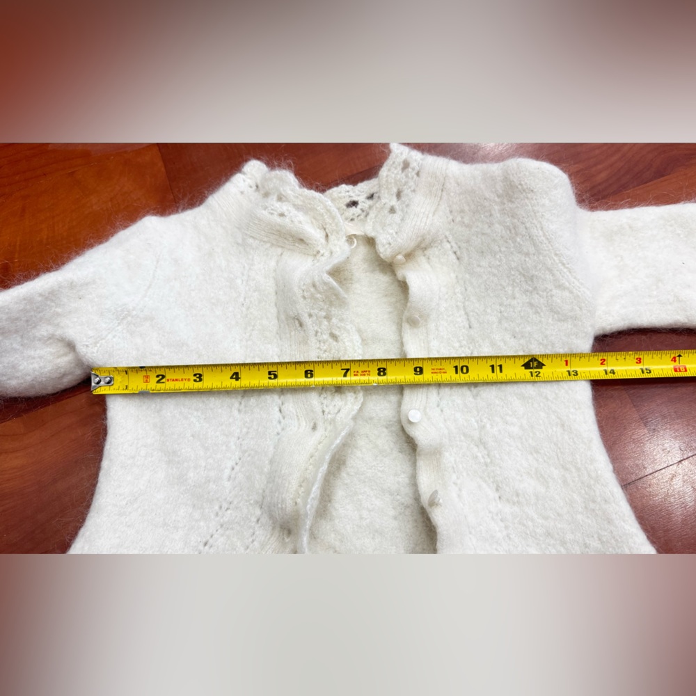 Sezane Cream Ruffle-Trim Kids Cardigan - Picture 9 of 9
